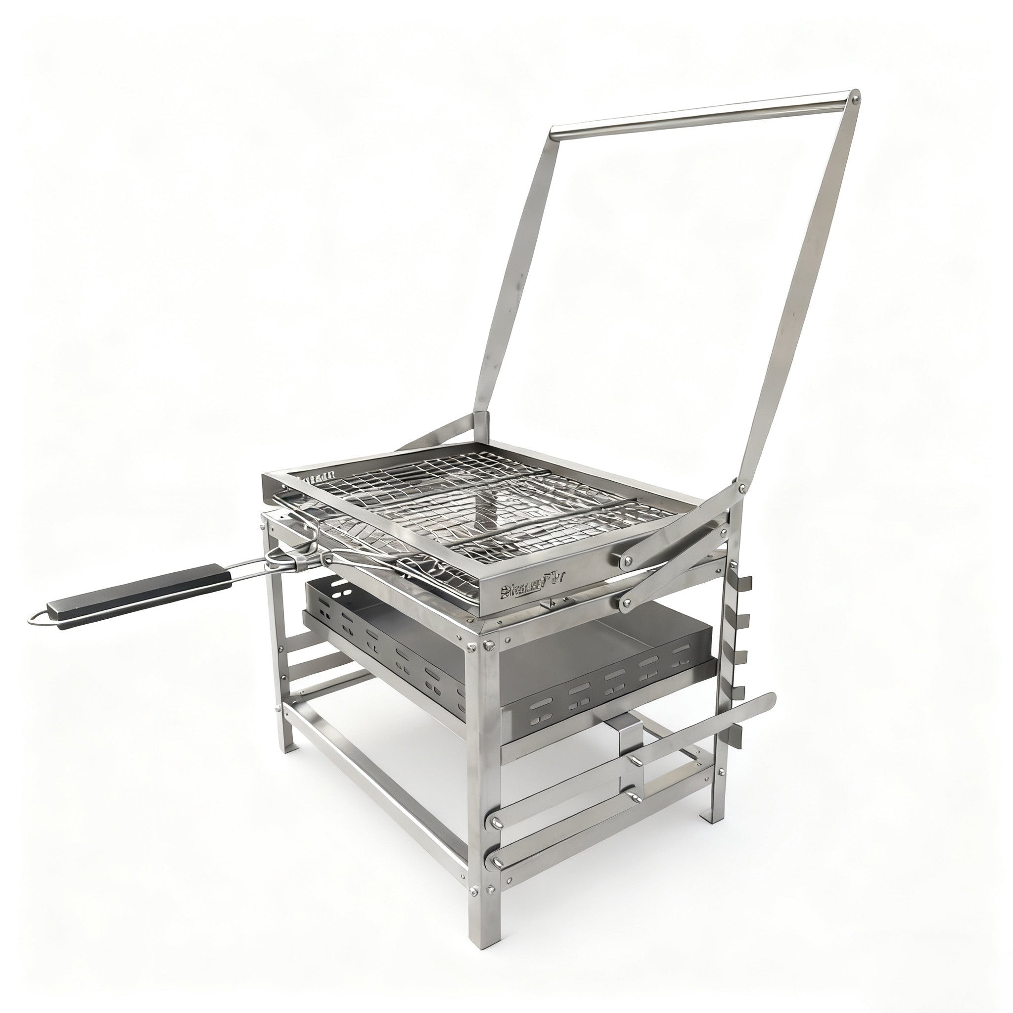 Adjustable Charcoal Rotating Grill, Rotary Outdoor BBQ Charcoal Grill for Backyard, Camping & Patio Barbecues