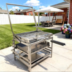 Adjustable Charcoal Rotating Grill, Rotary Outdoor BBQ Charcoal Grill for Backyard, Camping & Patio Barbecues