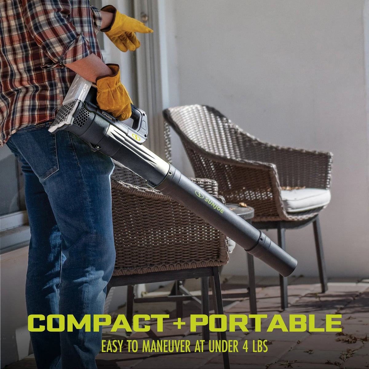 Sun Joe 24-Volt* IONMAX Cordless Compact Turbine Jet Blower | 100-MPH | 280-CFM | W/ 2 x 2.0-Ah Batteries + Dual-Port Charger