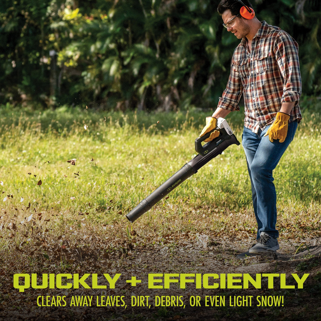 Sun Joe 24-Volt* IONMAX Cordless Compact Turbine Jet Blower | 100-MPH | 280-CFM | W/ 2 x 2.0-Ah Batteries + Dual-Port Charger