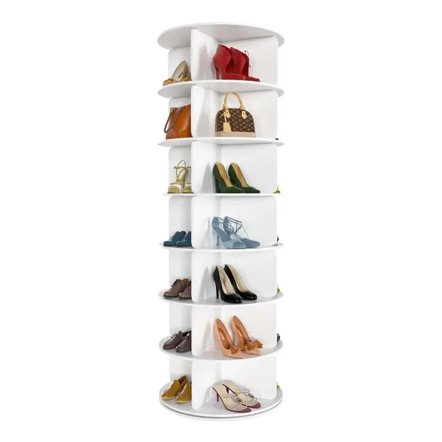 360° Rotating 7-Tier Shoe Carousel Rack, Holds 28 Pairs Round Spinning Shoe Storage for Entryway