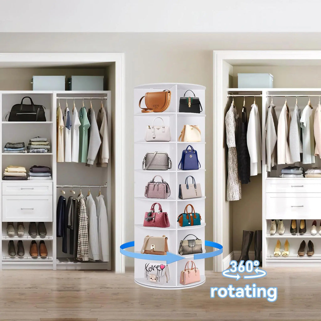360° Rotating 7-Tier Shoe Carousel Rack, Holds 28 Pairs Round Spinning Shoe Storage for Entryway