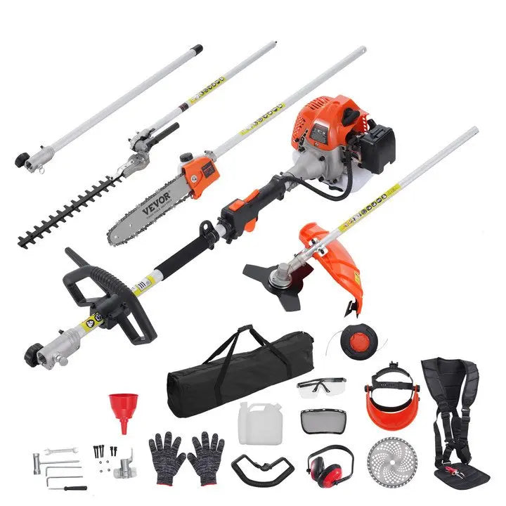 6‑in‑1 Gas Powered Garden Multi‑Tool | Trimmer, Hedge Cutter, Pole Saw & More | Perfect Outdoor Lawn Tool Gift for Him & Dad