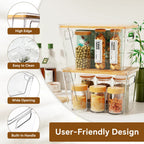 High-Quality Plastic Food Storage Box with Wooden Lid - Transparent Cube Containers with Lids, Kitchen Accessories for Fruits, Vegetables & Spices, Home Storage Organization House Organizers