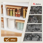 High-Quality Plastic Food Storage Box with Wooden Lid - Transparent Cube Containers with Lids, Kitchen Accessories for Fruits, Vegetables & Spices, Home Storage Organization House Organizers