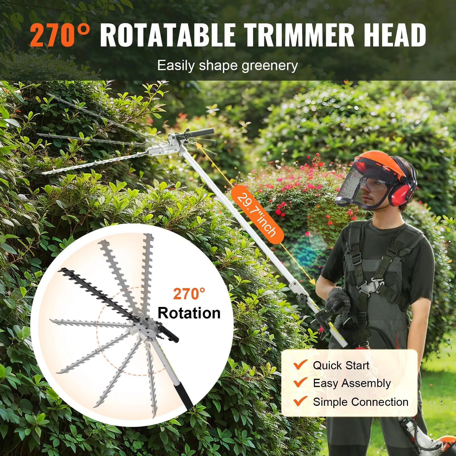 6‑in‑1 Gas Powered Garden Multi‑Tool | Trimmer, Hedge Cutter, Pole Saw & More | Perfect Outdoor Lawn Tool Gift for Him & Dad