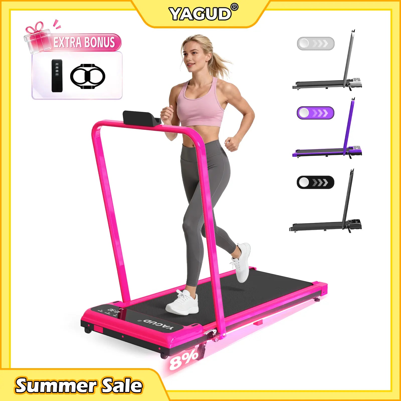 Foldable Adjustable Incline Treadmill | Silent Walking Pad for Home Workouts