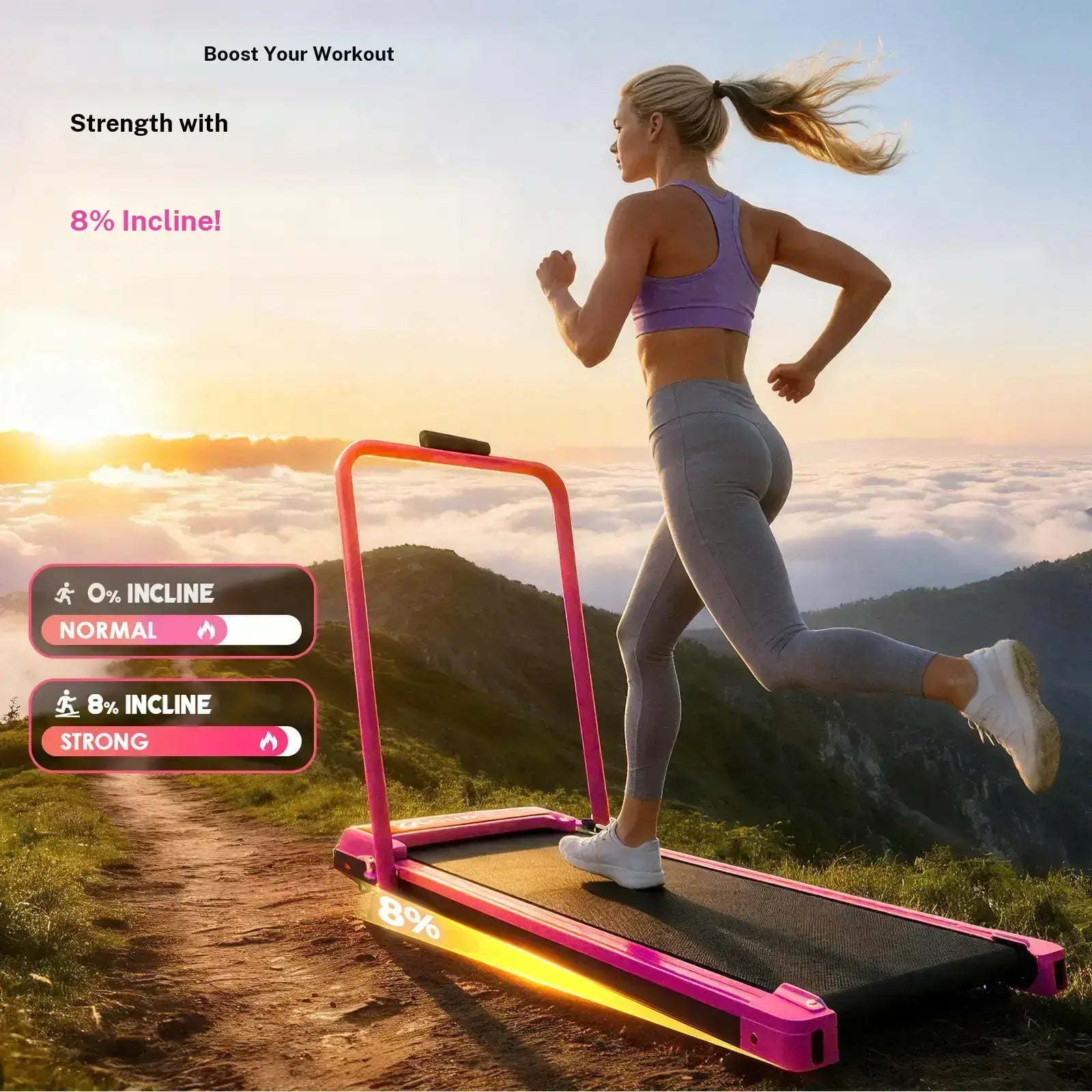 Foldable Adjustable Incline Treadmill | Silent Walking Pad for Home Workouts