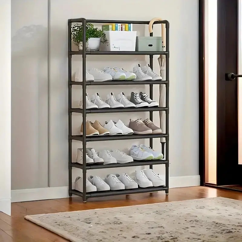 Sturdy Multi-Tier Metal Organizer Shelf, Practical Storage Furniture for Indoor Kitchen Garage Use