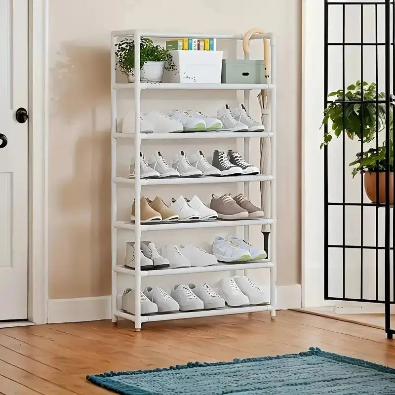 Sturdy Multi-Tier Metal Organizer Shelf, Practical Storage Furniture for Indoor Kitchen Garage Use
