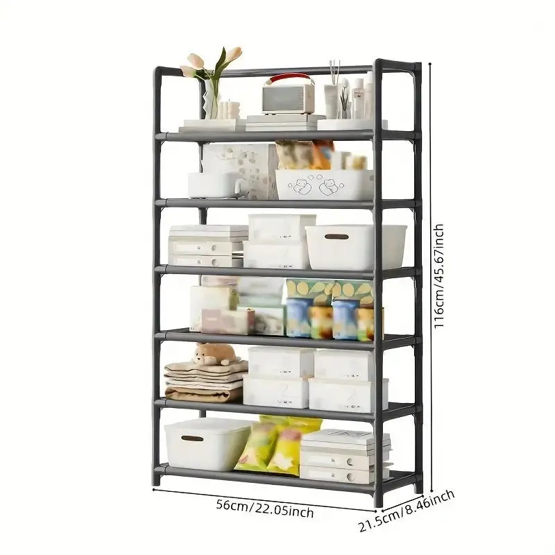 Sturdy Multi-Tier Metal Organizer Shelf, Practical Storage Furniture for Indoor Kitchen Garage Use